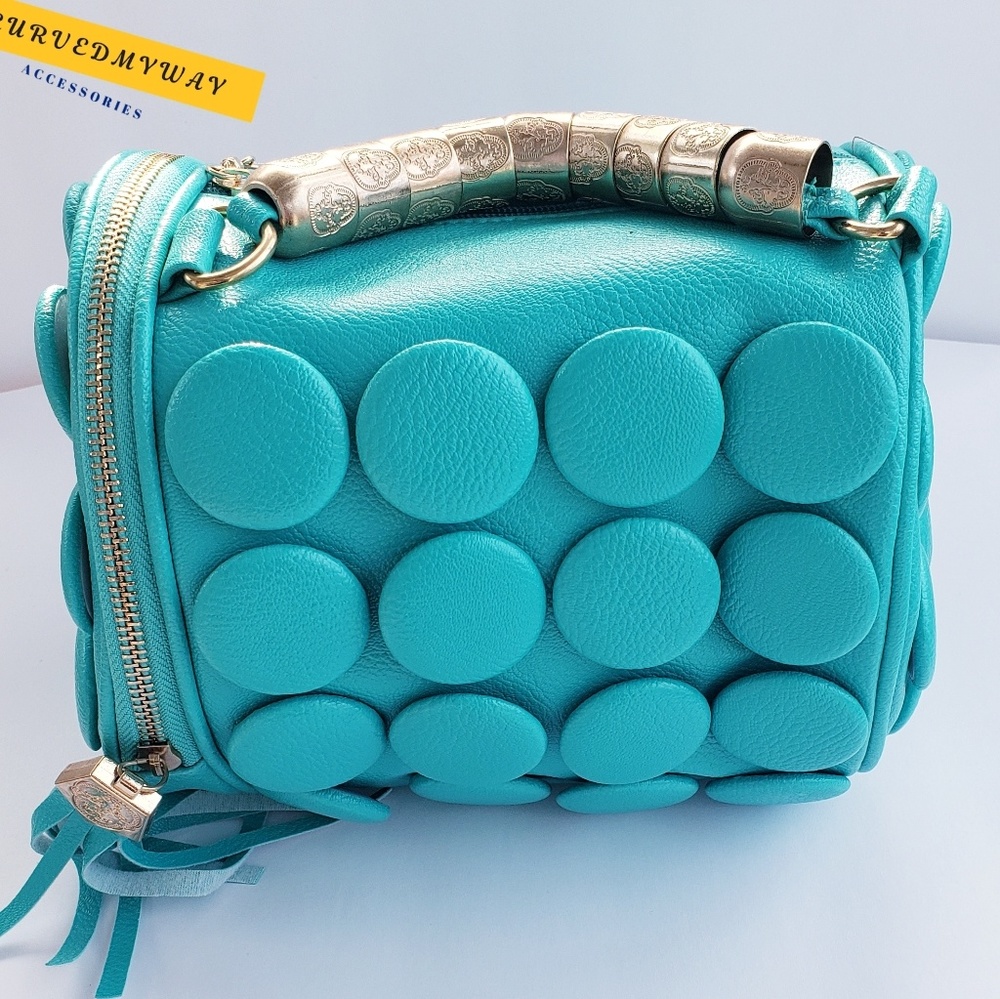 OLIVIA- (Teal) Boston Button Tassel Bag